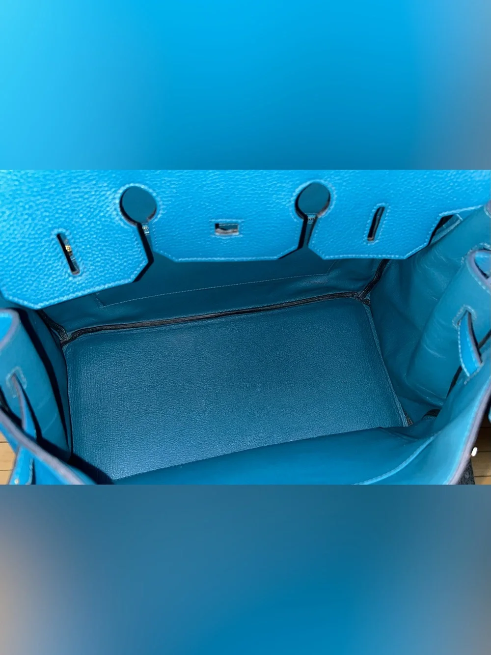 HERMES Birkin 35 Bleu Izmir Togo Leather Gold Hardware Handbag
